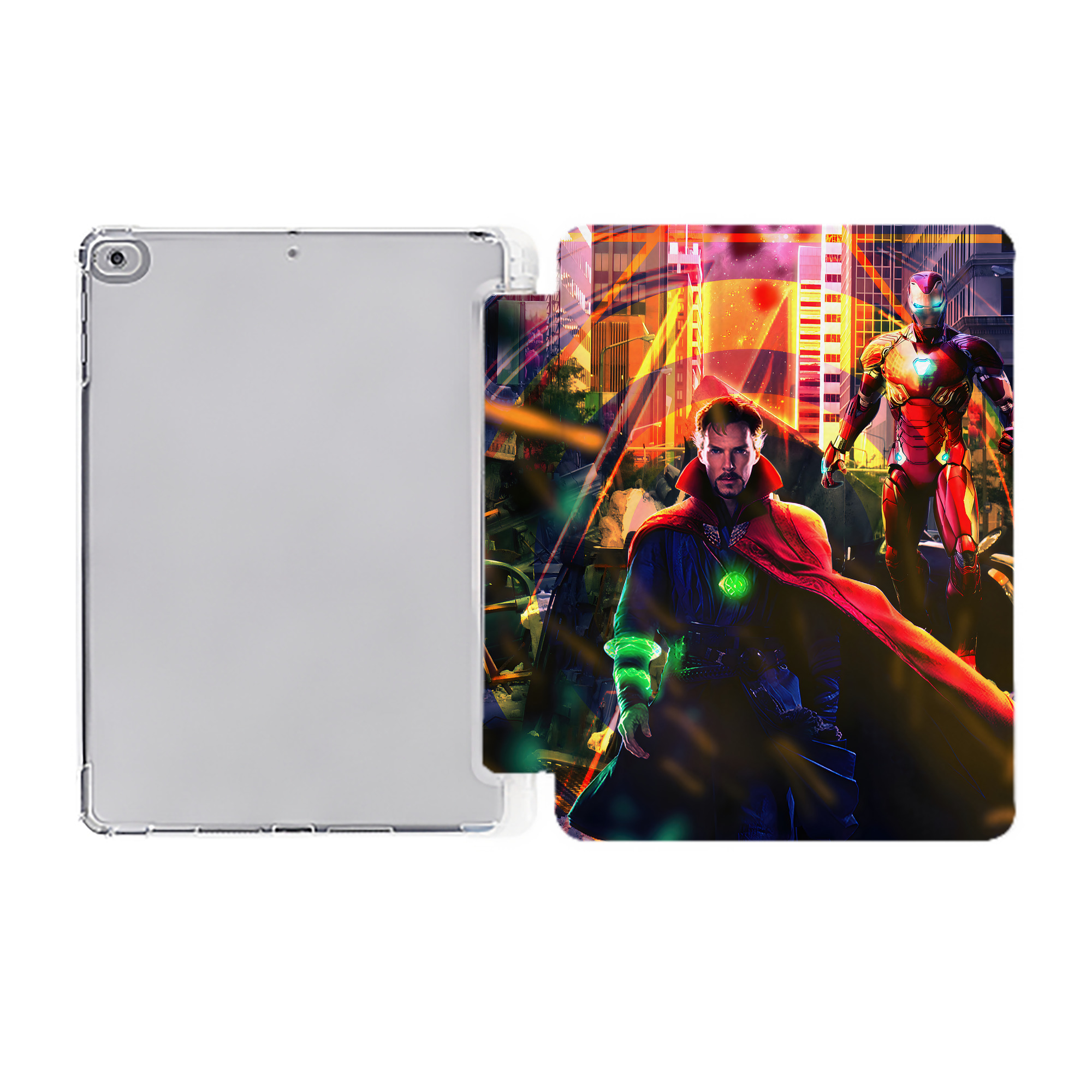 （画像用） アベンジャーズ The Avengers IPad ケース ペン収納付き 三つ折りスタンド PUレザー×シリコン 対応機種9.5/10.5/10.9インチ